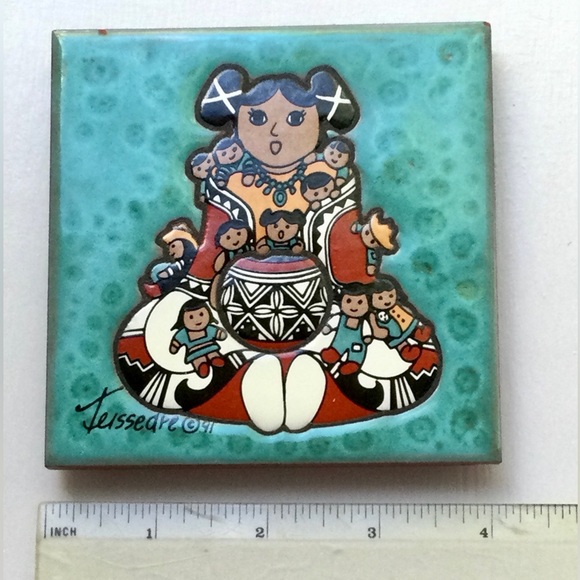 Vintage Cleo Teissedre Storyteller Tile - Coaster, Trivet or Wall Hanging - Picture 7 of 8